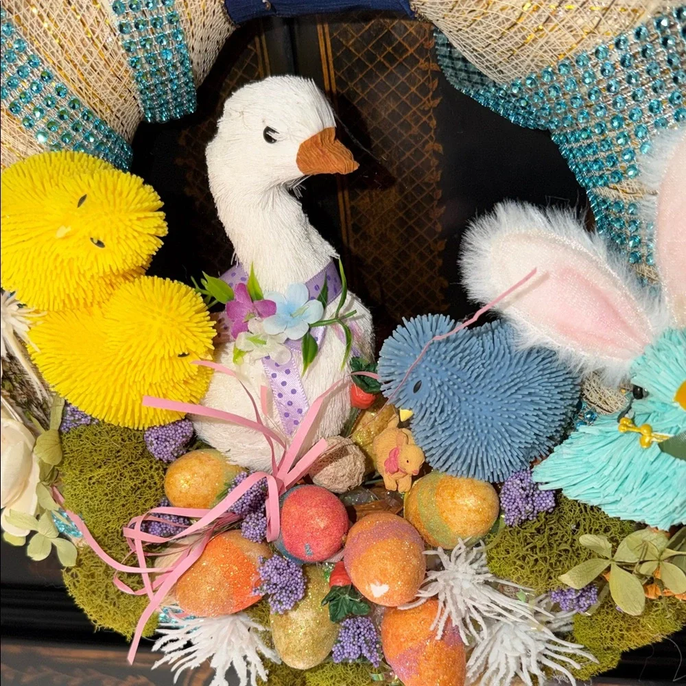 Colorful Easter Wreath with Plush Accents